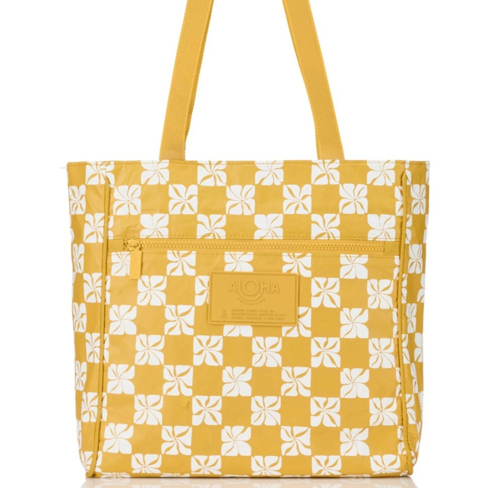 ALOHA Mustard and White Patterned Tote - Picture 4 of 4